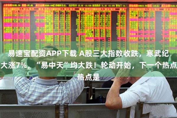 易速宝配资APP下载 A股三大指数收跌，寒武纪又大涨7%，“易中天”均大跌！轮动开始，下一个热点是