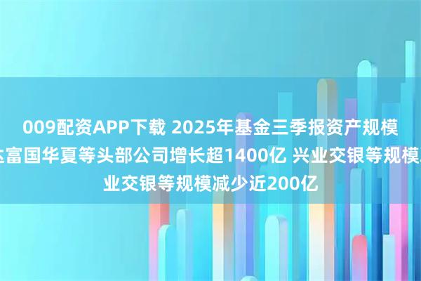 009配资APP下载 2025年基金三季报资产规模透视：易方达富国华夏等头部公司增长超1400亿 兴业交银等规模减少近200亿